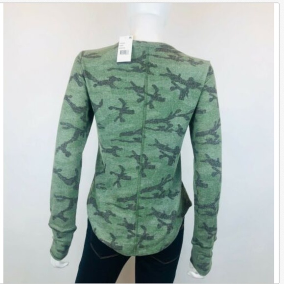 Red Haute Green Camo Print Henley Top - Picture 3 of 5